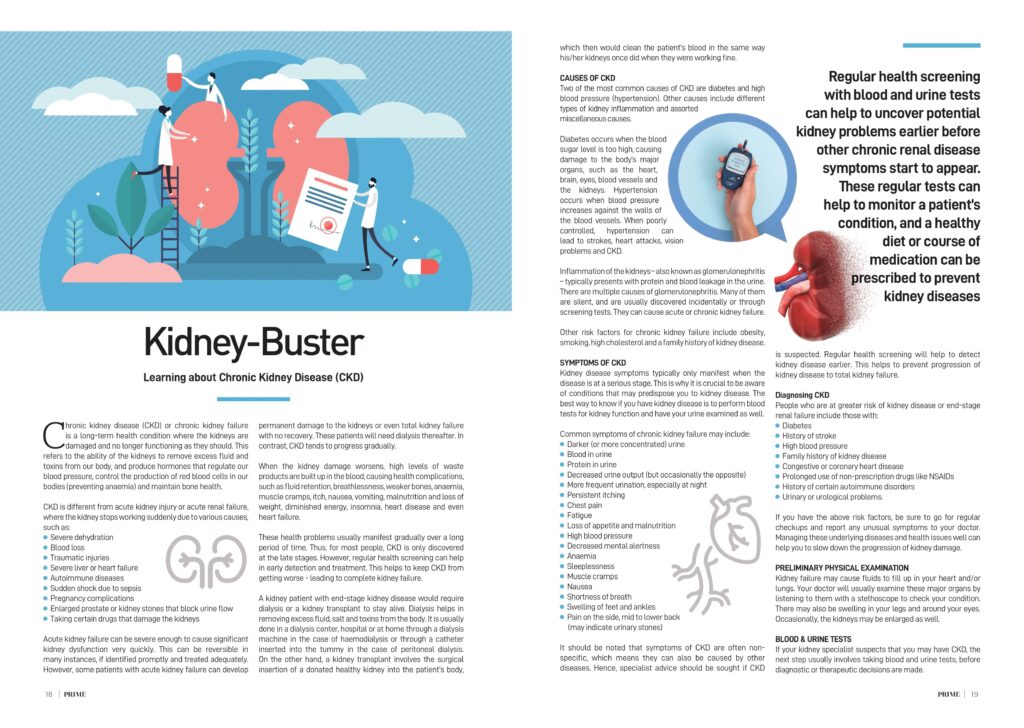 Chronic Kidney Disease (CKD) Article by Dr Francisco - Featured on Prime Magazine Singapore-pg1